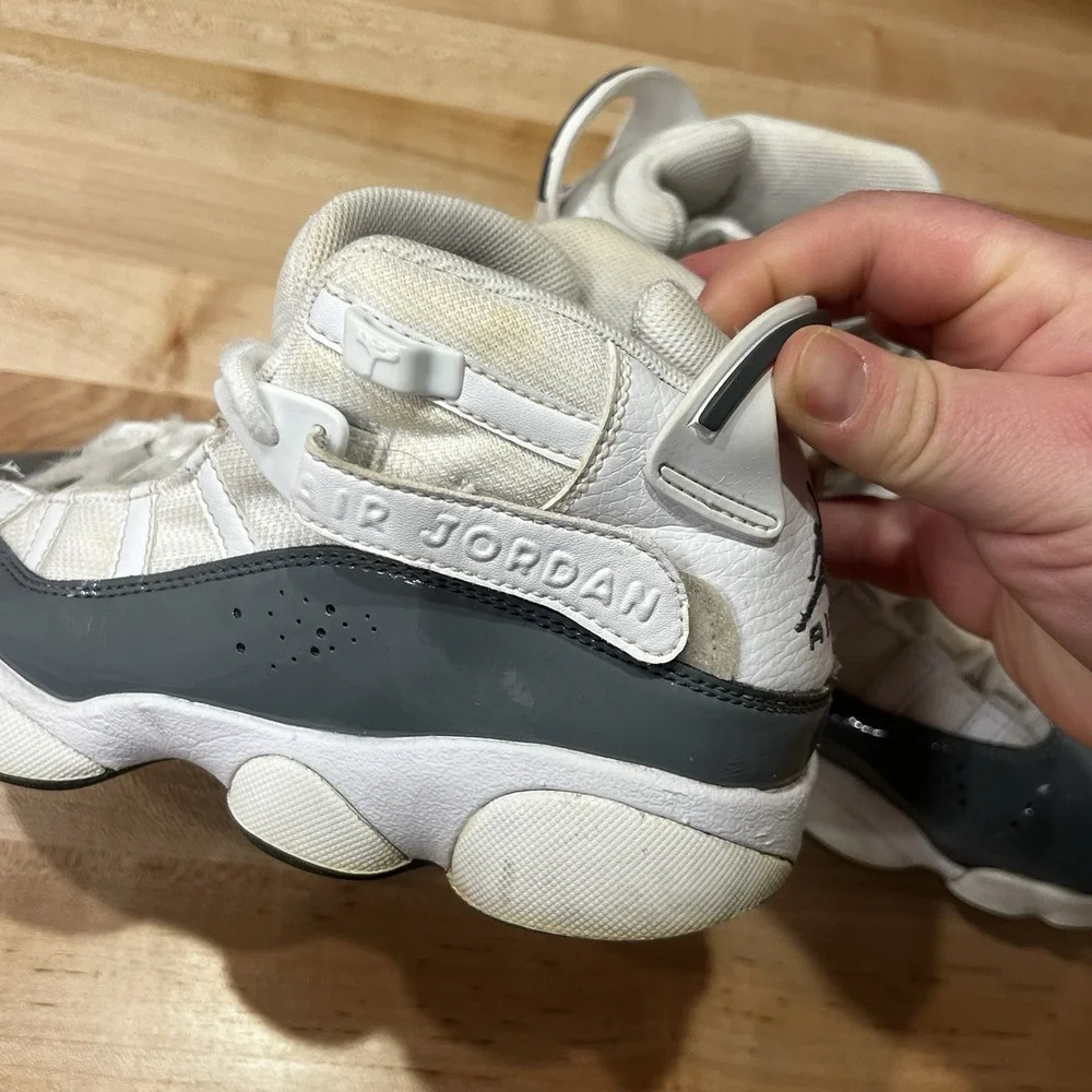 Jordan 6 Rings White‎ Cool Grey High Top Retro Sneaker, Youth Size 5.5